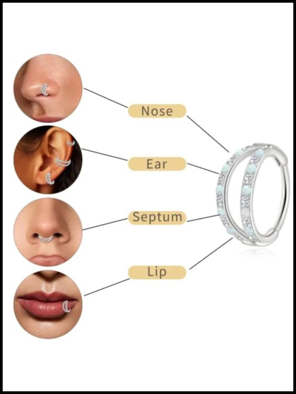 Implant-Grade Titanium Double Hoop Nose Clicker Ring Piercing Jewelry